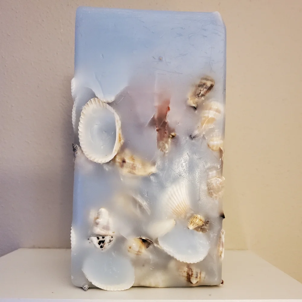 Blue Seashell Pillar Candle